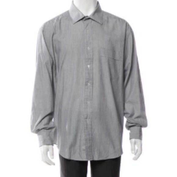 Yves Saint Laurent Long Sleeve Button Front Dress Shirt Gray 17.5 34-35 - Picture 1 of 9